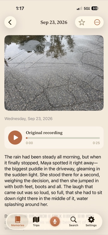 A finished story with its original recording